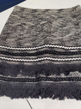 H&M Black and White Fringe Mini Skirt